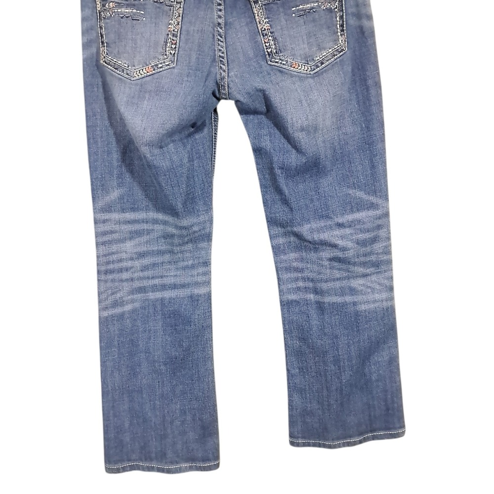 Rock & Roll Cowgirl Jeans Riding 30x28 Boot Western Stone Wash Embroidered Rodeo - Picture 6 of 15